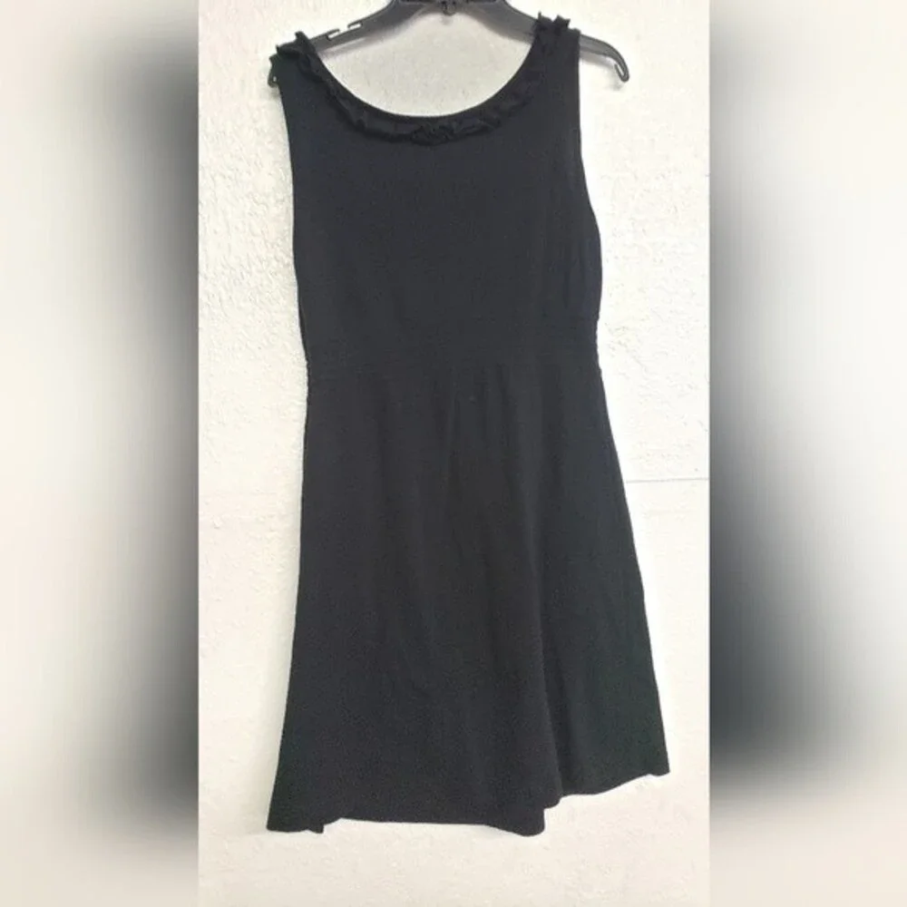J Crew Ruffled Neck Sleeveless Black Short Dress Size 8